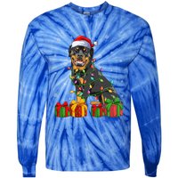 Funny Xmas Lighting Matching Santa Hat Rottweiler Christmas Meaningful Gift Tie-Dye Long Sleeve Shirt