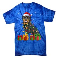 Funny Xmas Lighting Matching Santa Hat Rottweiler Christmas Meaningful Gift Tie-Dye T-Shirt