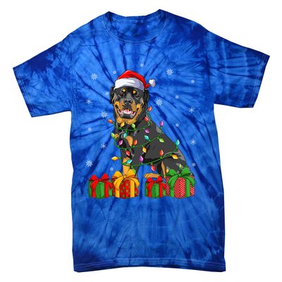 Funny Xmas Lighting Matching Santa Hat Rottweiler Christmas Meaningful Gift Tie-Dye T-Shirt