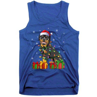 Funny Xmas Lighting Matching Santa Hat Rottweiler Christmas Meaningful Gift Tank Top