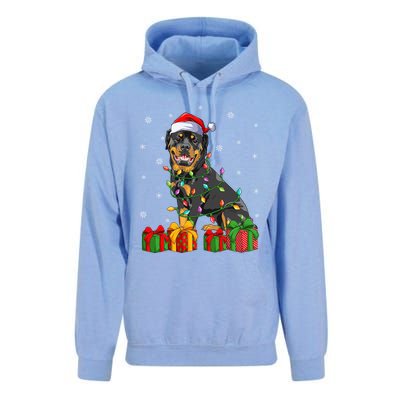 Funny Xmas Lighting Matching Santa Hat Rottweiler Christmas Meaningful Gift Unisex Surf Hoodie