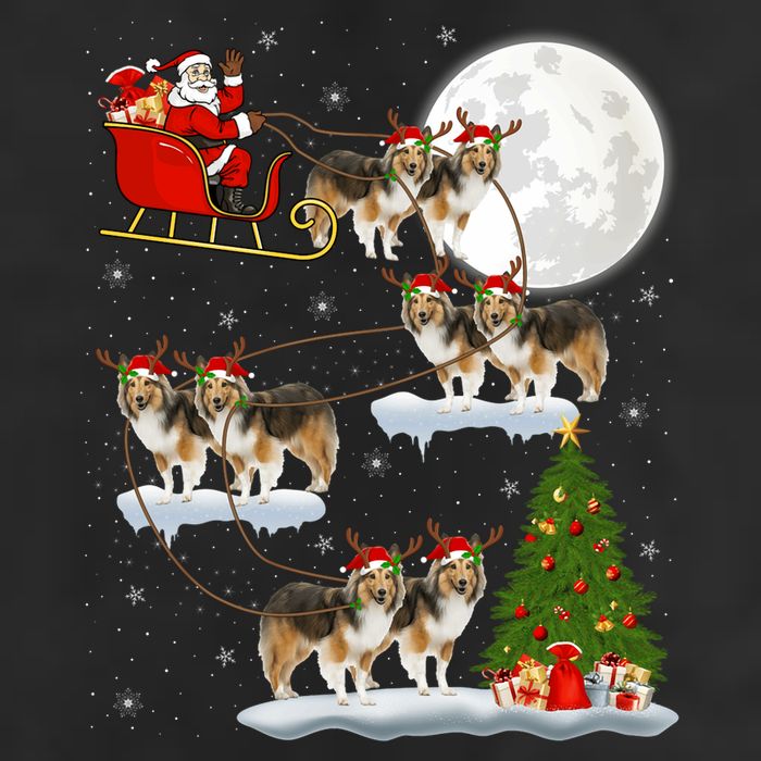 Funny Xmas Lighting Tree Santa Riding Sheltie Christmas 11oz C Handle Ceramic Mug
