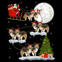Funny Xmas Lighting Tree Santa Riding Sheltie Christmas Mesh Reversible Basketball Jersey Tank