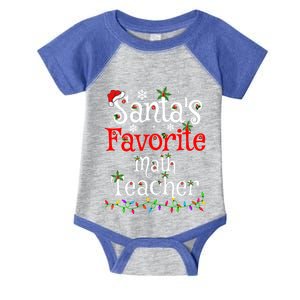 Funny Xmas Lighting SantaS Favorite Math Teacher Christmas Gift Infant Baby Jersey Bodysuit