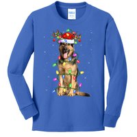 Funny Xmas Lighting Santa Ger Shepherd Dog Christmas Gift Kids Long Sleeve Shirt