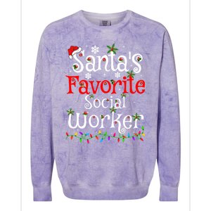 Funny Xmas Lighting SantaS Favorite Social Worker Christmas Meaningful Gift Colorblast Crewneck Sweatshirt