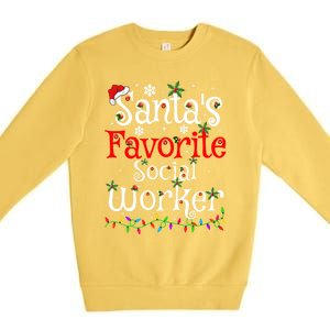 Funny Xmas Lighting SantaS Favorite Social Worker Christmas Meaningful Gift Premium Crewneck Sweatshirt