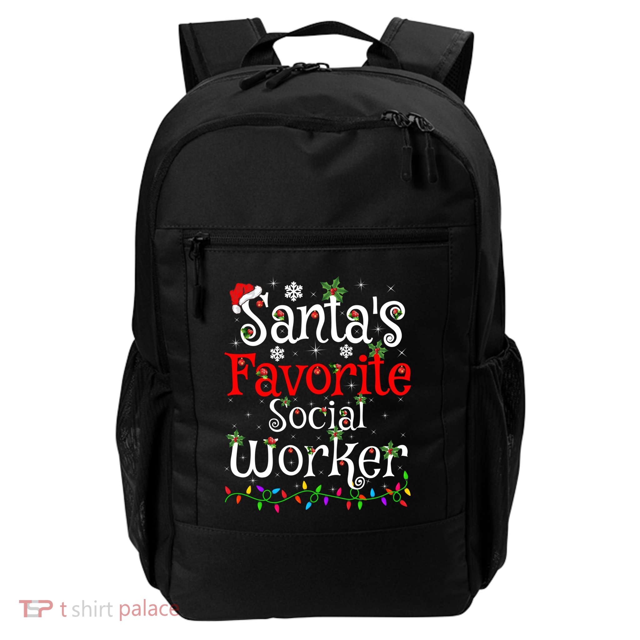 Funny Xmas Lighting SantaS Favorite Social Worker Christmas Meaningful Gift Daily Commute Backpack