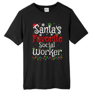 Funny Xmas Lighting SantaS Favorite Social Worker Christmas Meaningful Gift Tall Fusion ChromaSoft Performance T-Shirt