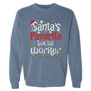 Funny Xmas Lighting SantaS Favorite Social Worker Christmas Meaningful Gift Garment-Dyed Sweatshirt