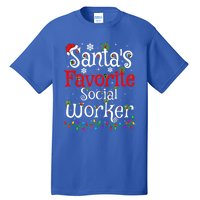 Funny Xmas Lighting SantaS Favorite Social Worker Christmas Meaningful Gift Tall T-Shirt