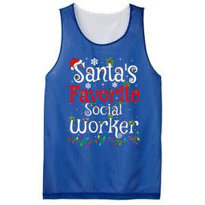 Funny Xmas Lighting SantaS Favorite Social Worker Christmas Meaningful Gift Mesh Reversible Basketball Jersey Tank