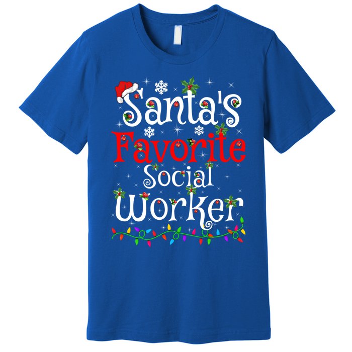 Funny Xmas Lighting SantaS Favorite Social Worker Christmas Meaningful Gift Premium T-Shirt