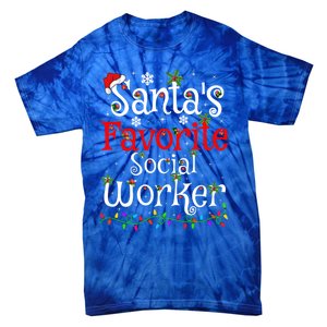 Funny Xmas Lighting SantaS Favorite Social Worker Christmas Meaningful Gift Tie-Dye T-Shirt