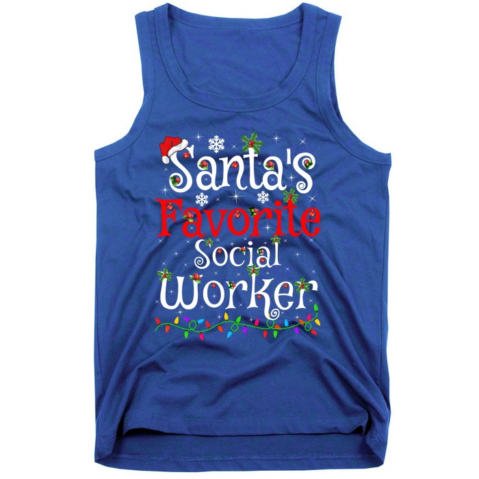 Funny Xmas Lighting SantaS Favorite Social Worker Christmas Meaningful Gift Tank Top