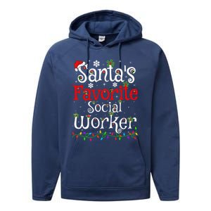 Funny Xmas Lighting SantaS Favorite Social Worker Christmas Meaningful Gift Performance Fleece Hoodie