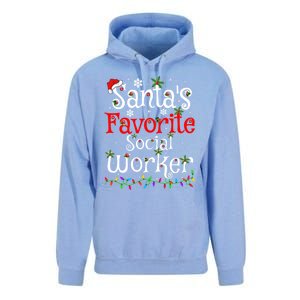 Funny Xmas Lighting SantaS Favorite Social Worker Christmas Meaningful Gift Unisex Surf Hoodie