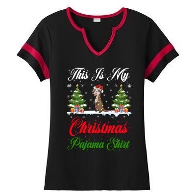 Funny Xmas Lighting This Is My Otter Christmas Pajama Gift Ladies Halftime Notch Neck Tee