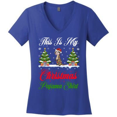 Funny Xmas Lighting This Is My Otter Christmas Pajama Gift Women's V-Neck T-Shirt