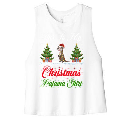 Funny Xmas Lighting This Is My Otter Christmas Pajama Gift Women's Racerback Cropped Tank