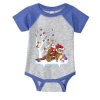 Funny Xmas Lighting Tree Santa Riding Otter Christmas Cool Gift Infant Baby Jersey Bodysuit