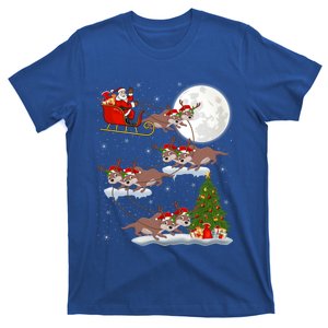 Funny Xmas Lighting Tree Santa Riding Sea Otter Christmas Cute Gift T-Shirt