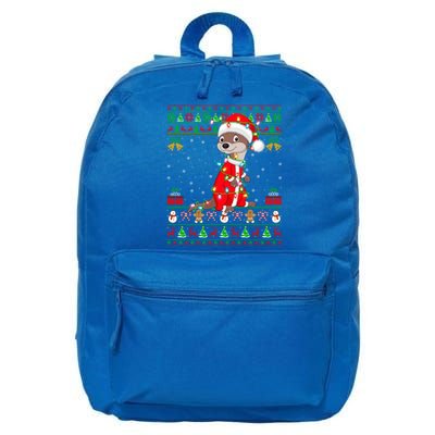 Funny Xmas Lights Ugly Sweater Style Santa Otter Christmas Cool Gift 16 in Basic Backpack