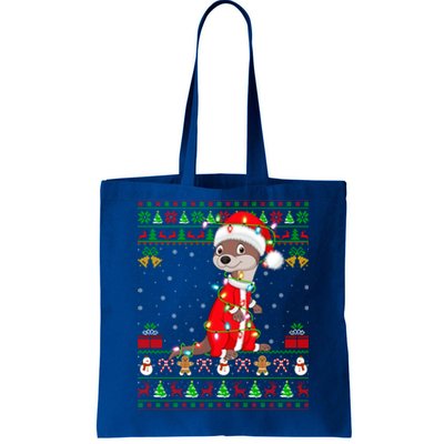 Funny Xmas Lights Ugly Sweater Style Santa Otter Christmas Cool Gift Tote Bag