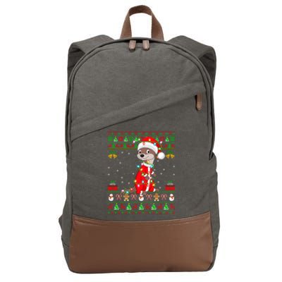 Funny Xmas Lights Ugly Sweater Style Santa Otter Christmas Cool Gift Cotton Canvas Backpack