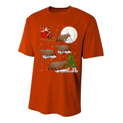 Funny Xmas Lighting Tree Santa Riding Capybara Christmas Gift Performance Sprint T-Shirt