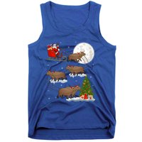 Funny Xmas Lighting Tree Santa Riding Capybara Christmas Gift Tank Top