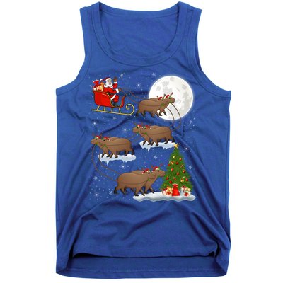 Funny Xmas Lighting Tree Santa Riding Capybara Christmas Gift Tank Top