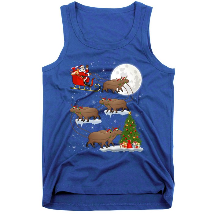 Funny Xmas Lighting Tree Santa Riding Capybara Christmas Gift Tank Top