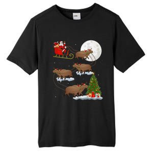 Funny Xmas Lighting Tree Santa Riding Capybara Christmas Tall Fusion ChromaSoft Performance T-Shirt