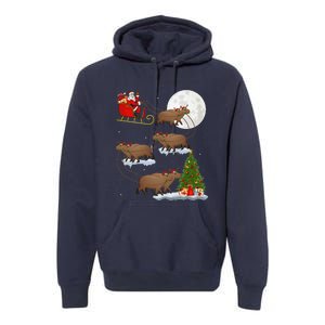 Funny Xmas Lighting Tree Santa Riding Capybara Christmas Premium Hoodie