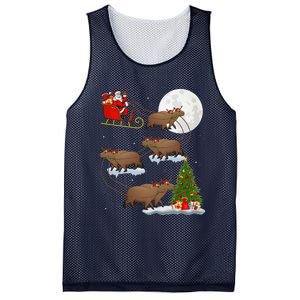 Funny Xmas Lighting Tree Santa Riding Capybara Christmas Mesh Reversible Basketball Jersey Tank