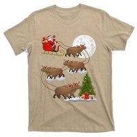 Funny Xmas Lighting Tree Santa Riding Capybara Christmas T-Shirt