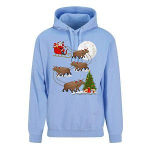 Funny Xmas Lighting Tree Santa Riding Capybara Christmas Unisex Surf Hoodie