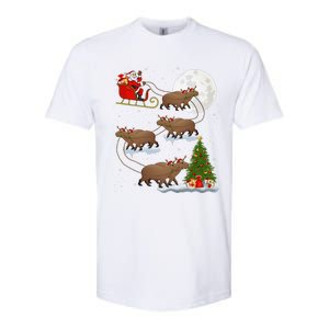 Funny Xmas Lighting Tree Santa Riding Capybara Christmas Softstyle CVC T-Shirt