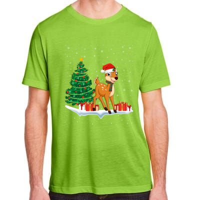 Funny Xmas Lighting Tree Santa Hat Cute Deer Christmas Funny Gift Adult ChromaSoft Performance T-Shirt