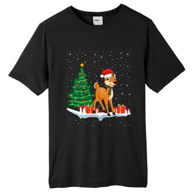 Funny Xmas Lighting Tree Santa Hat Cute Deer Christmas Funny Gift Tall Fusion ChromaSoft Performance T-Shirt