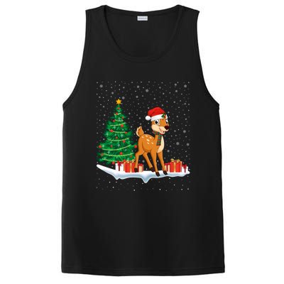 Funny Xmas Lighting Tree Santa Hat Cute Deer Christmas Funny Gift PosiCharge Competitor Tank