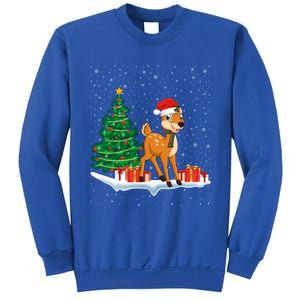 Funny Xmas Lighting Tree Santa Hat Cute Deer Christmas Funny Gift Sweatshirt