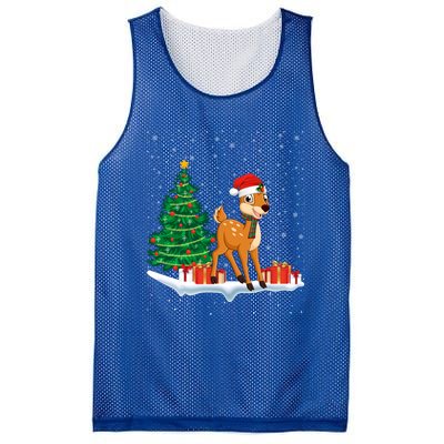 Funny Xmas Lighting Tree Santa Hat Cute Deer Christmas Funny Gift Mesh Reversible Basketball Jersey Tank