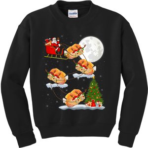 Funny Xmas Lighting Tree Santa Riding Discus Fish Christmas Kids Sweatshirt