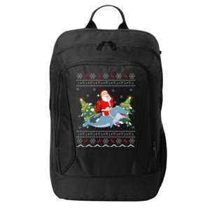 Funny Xmas Lighting Ugly Santa Riding Dolphin Christmas Cool Gift City Backpack