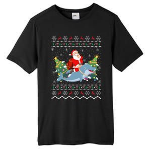 Funny Xmas Lighting Ugly Santa Riding Dolphin Christmas Cool Gift Tall Fusion ChromaSoft Performance T-Shirt