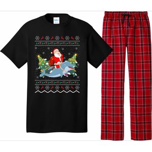 Funny Xmas Lighting Ugly Santa Riding Dolphin Christmas Cool Gift Pajama Set