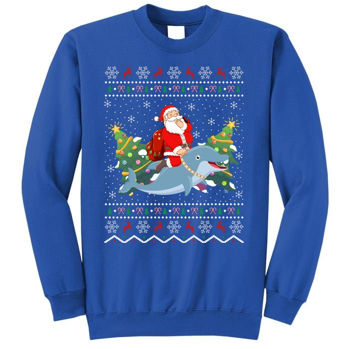 Funny Xmas Lighting Ugly Santa Riding Dolphin Christmas Cool Gift Sweatshirt