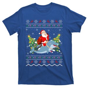 Funny Xmas Lighting Ugly Santa Riding Dolphin Christmas Cool Gift T-Shirt